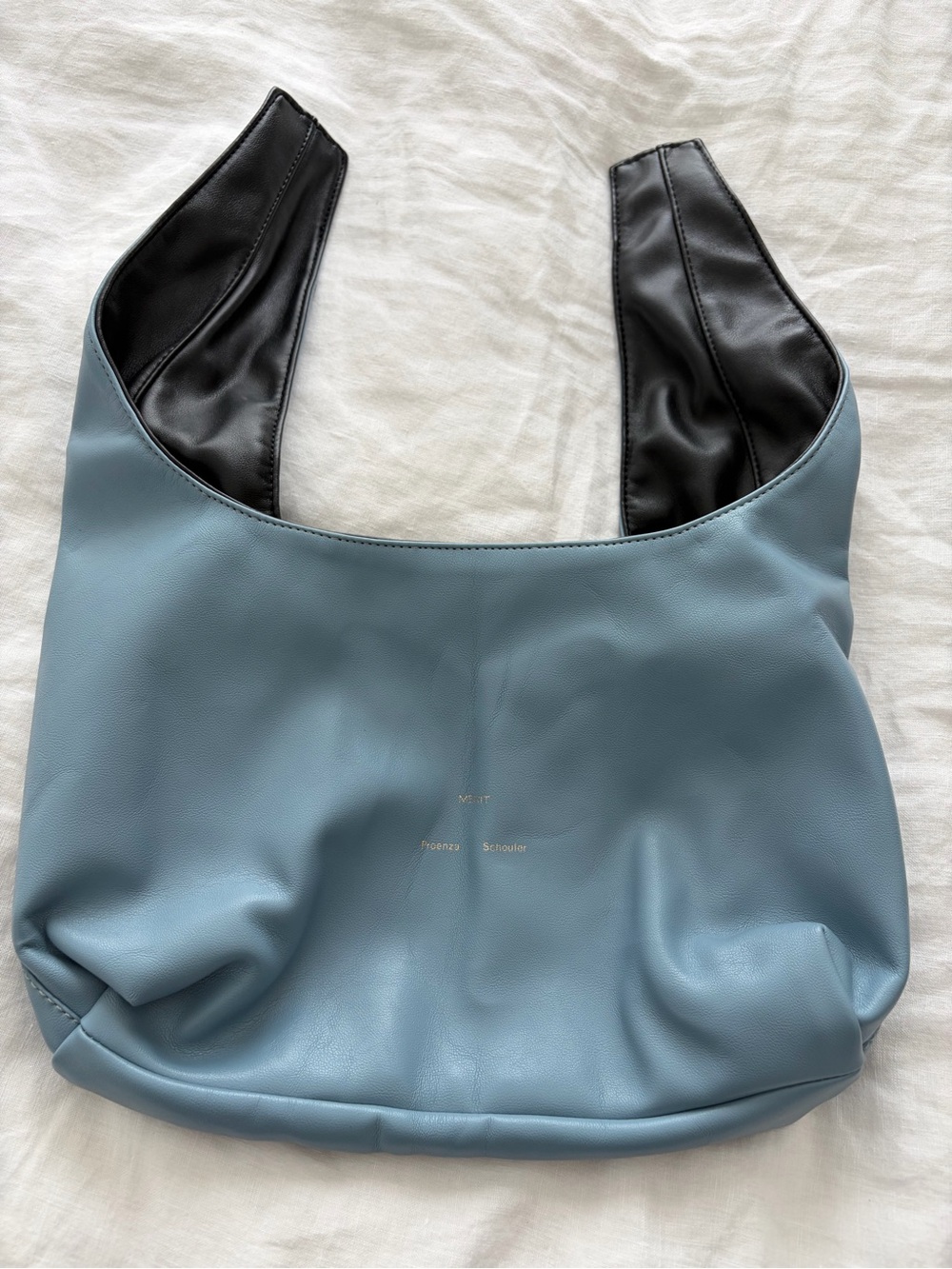 Light Blue Shoulder Cosmetic Bag with Black Trim